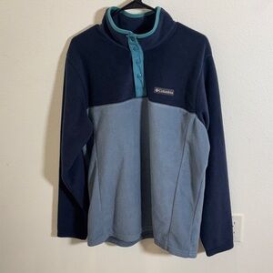 Columbia Mens Fleece Jacket - Dark Blue and Light Blue Size Large